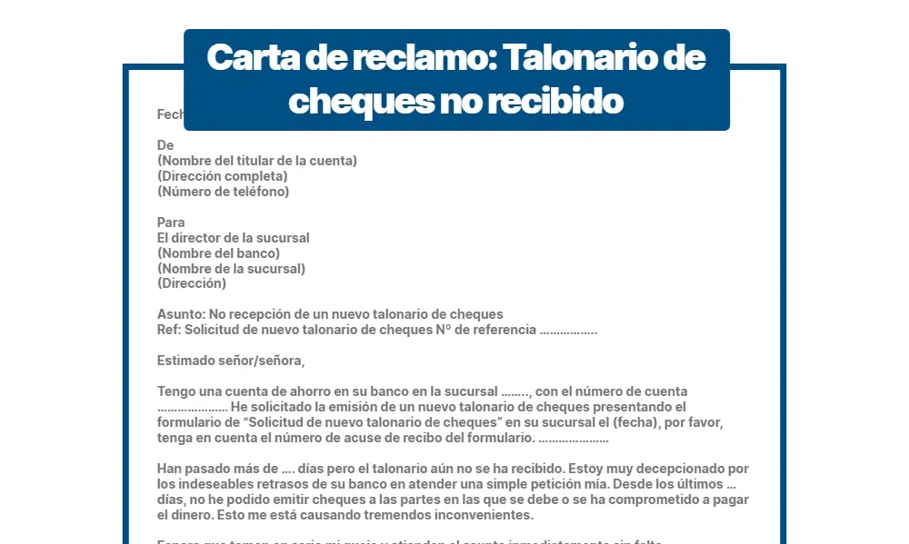 Carta de reclamación al banco: Transacción fallida en el cajero automático