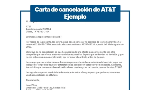 Carta de cancelación de AT&T Ejemplo
