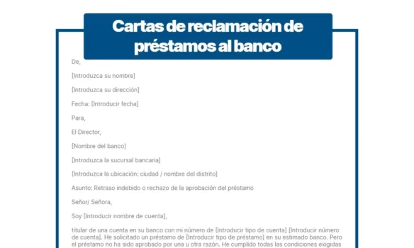 Cartas de reclamación de préstamos al banco y al prestamista