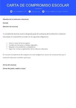 Ejemplo de carta compromiso escolar