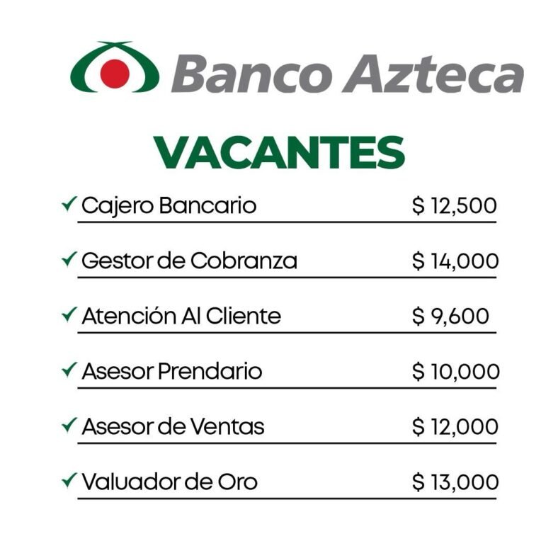 🏦 Vacantes Disponibles en Banco Azteca México – ¡Postúlate Hoy! 🏦 Vacantes Disponibles en Banco Azteca México – ¡Postúlate Hoy!